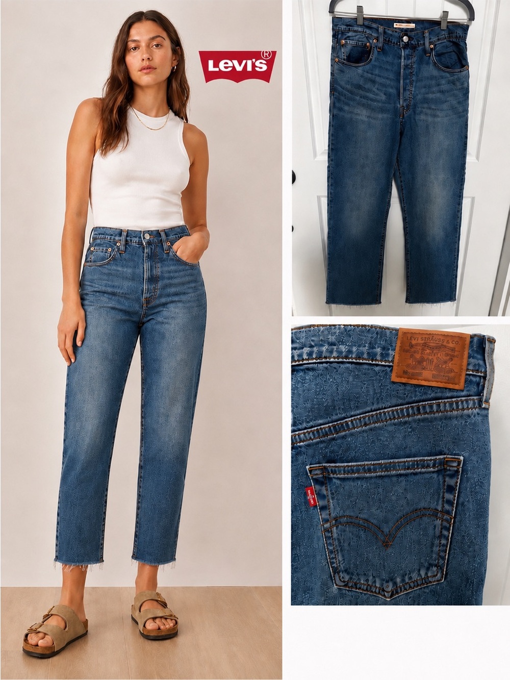 Levi’s Premium Ribcage Straight Ankle Raw Hem Button Fly Jeans